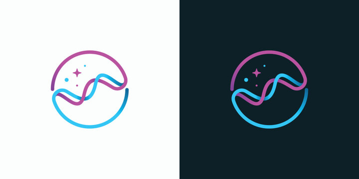 Abstract DNA helix logo with stars in a circle.