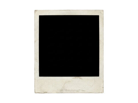 Old vintage instant photo frame isolated on a transparent alpha channel background for design mockups.