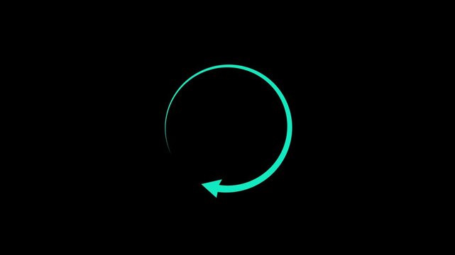 Animated white circular arrow icon on a syan background, representing refresh, reload, or cycle ,