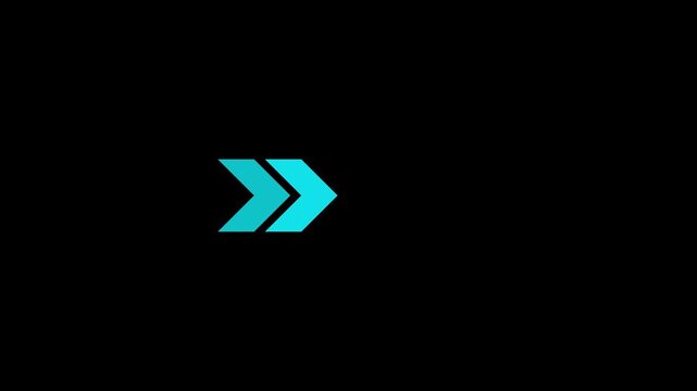 Right-directional arrow loop animation. Animated arrows on black motion background