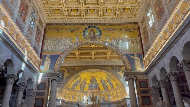Central Apse Mosaic of Christ in Majesty, St Paul Outside the Walls Basilica, Rome