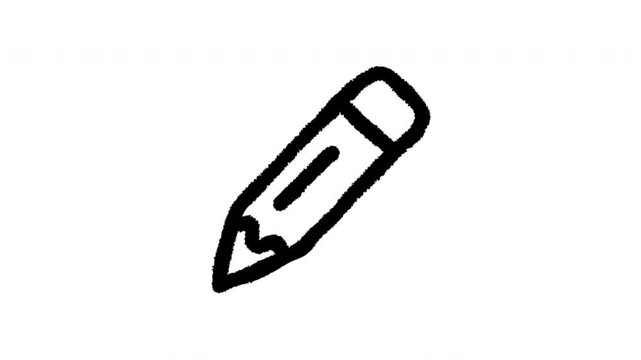 Pencil For Writing And Editing Notes Doodle Animation With Alpha Channel. Graphite Pencil And School Stationery Symbol. Animated Hand-Drawn Icon For Video Overlay 4K.