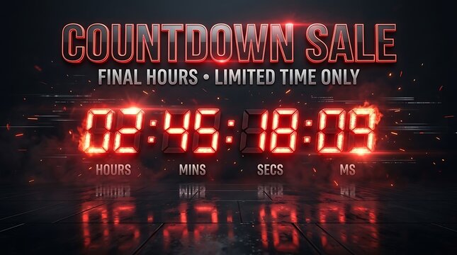 Urgent countdown timer for limited time sale promotions and holiday