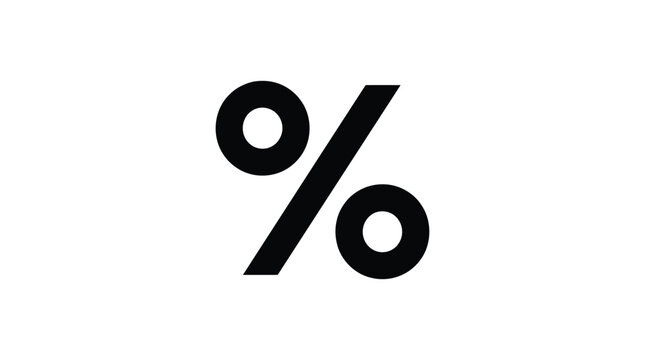 Percent sign graphic with a circular element a bold black silhouette percentage symbol round