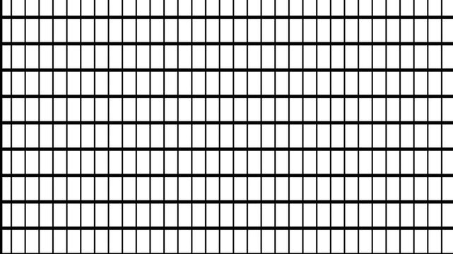 Animation of squares black grid background. Horizontal grids move background animation loop, black Grid animation on black background