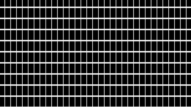 Animation of squares with grid background. Horizontal grids move background animation loop, White Grid animation on black background