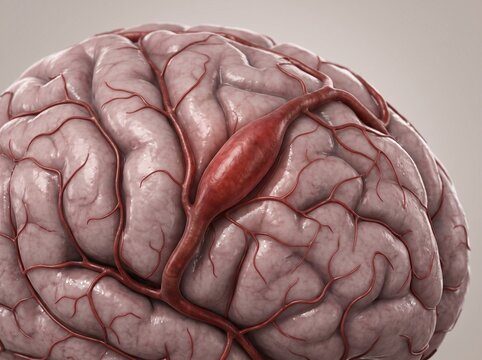 Illustration of Blood Vessel Dilation During a Migraine