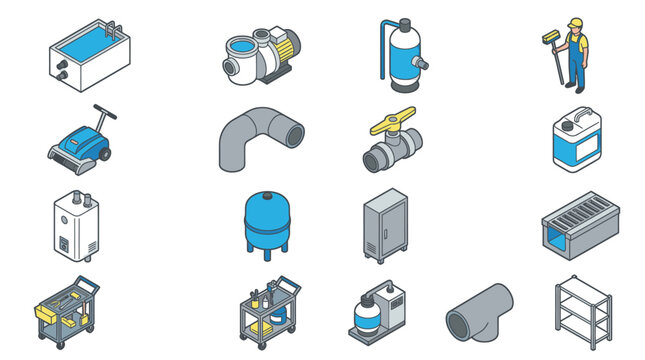 Comprehensive Pool Equipment and Maintenance Tools Collection