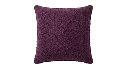 Plush purple throw pillow with a textured sherpa fleece fabric isolated on a white background © Ophelia