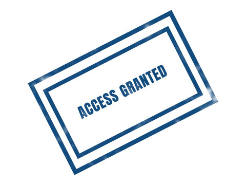 Blue access granted approval stamp with text