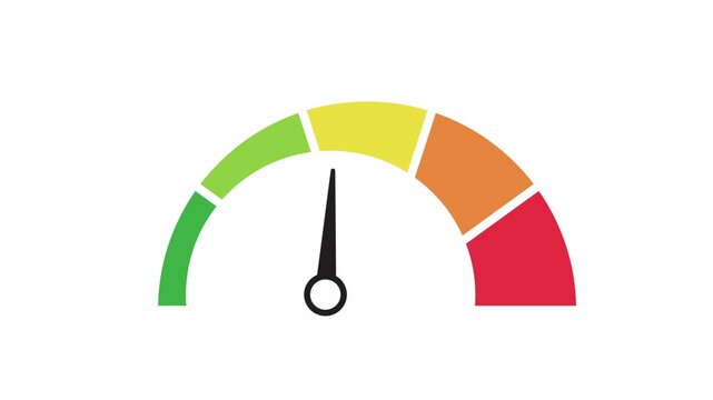 Speedometer Needle Fluctuation on White Background Animation.