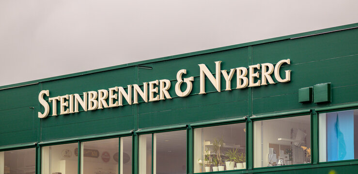 Gothenburg, Sweden - August 29 2026: Steinbrenner and Nyberg company signage on commercial building.