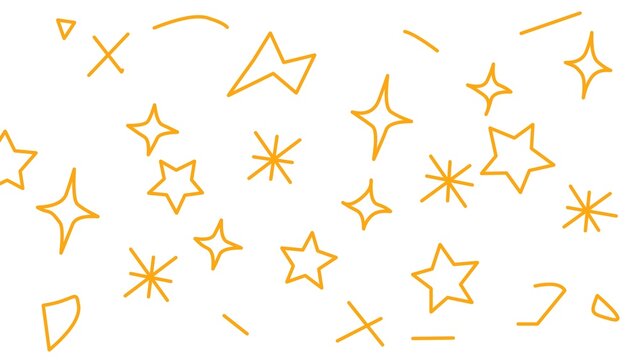 Golden hand drawn stars and abstract doodles seamless pattern background vector illustration