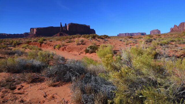 Monument Valley is a scenic desert valley located on the border of Utah and Arizona, USA