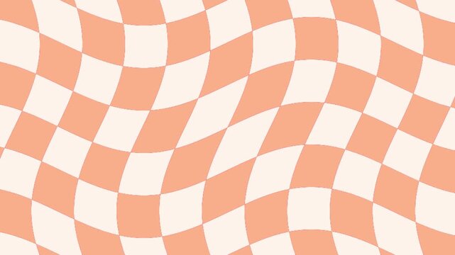 Groovy Retro 70s Warped Checkerboard Seamless Loop Peach Background