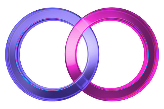 Abstract 3D Interlocking Gradient Rings in Pink and Blue