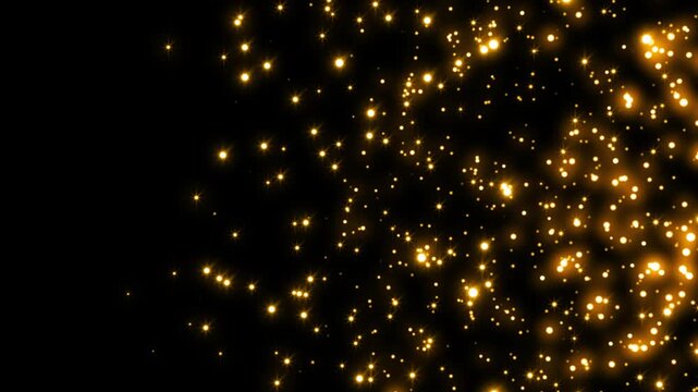 Golden Christmas background calm rotating gold stars and particles. 4k seamless loop