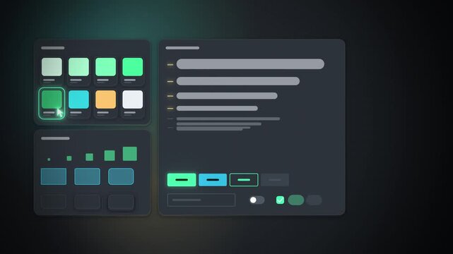 Mint green color swatches and type scale on dark graphite guide