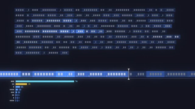 Language Model Token Stream, Sub-Word Pieces and Next-Token Probability Distribution, 4K Seamless Loop