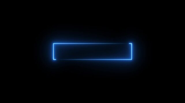 Glowing Neon Line rectangle Text box animation, Abstract neon glowing line frame, animated moving led light screen box on black background, Light Rectangle Stroke Line Frame Banner