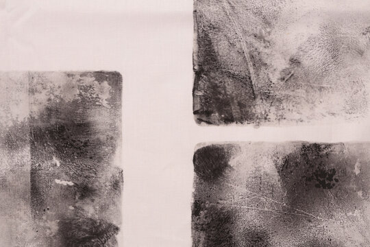 Grunge black and white dirty painting canvas fabric. Blot stain grain texture art abstract background. Art Poster collage wall.