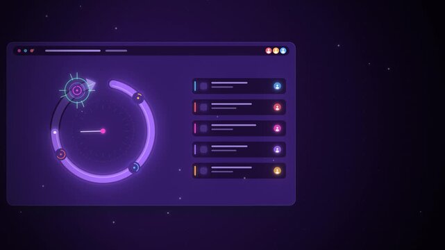 Sprint cycle dial with task list on purple interface seamless loop