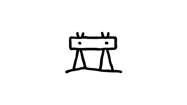 Wooden Bench For Seating And Public Rest Areas Doodle Animation With Alpha Channel. Park Bench And Outdoor Furniture. Animated Hand-Drawn Icon For Video Overlay 4K.