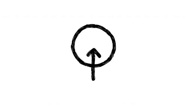 Up Arrow For Upload And Upward Navigation Doodle Animation. Upload Symbol And Direction Indicator. 4K Video Loopable Overlay Element. Hand-Drawn Animated Icon With Alpha Channel.
