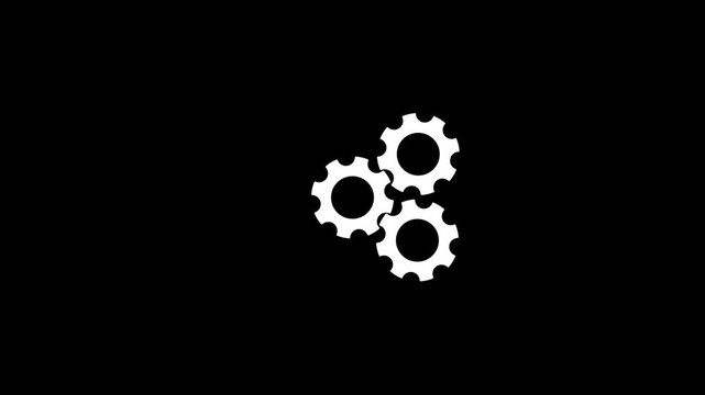 Gear animation with 3 rotating gears of different sizes. cogwheel gear spinning around animation video. cog wheel icon turning animated background teamwork concept.