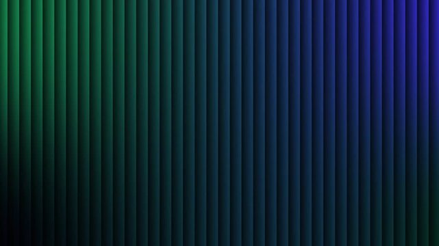 Green and blue vertical background, abstract 3D linear slats motion loop for modern corporate presentation and studio backdrop
