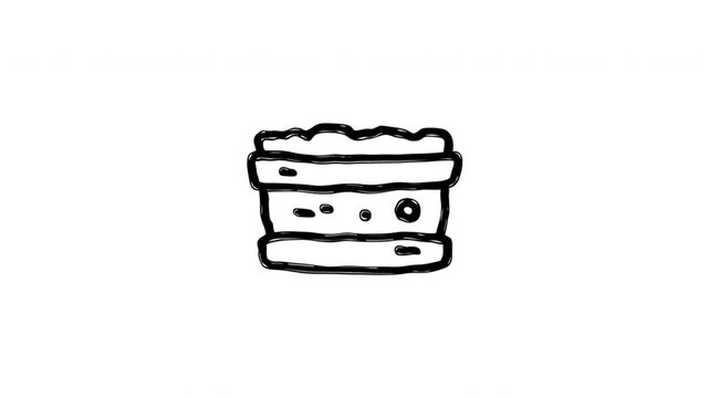 Stacked Storage Container For Organizing Household Items Doodle Animation. Storage Box And Organization Use. 4K Video Loopable Overlay Element. Hand-Drawn Animated Icon With Alpha Channel.