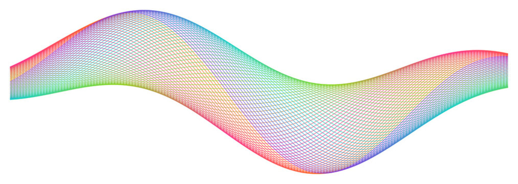 Digital wireframe wave isolated on transparent background