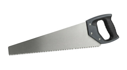 Sharp hand saw with black handle for wood cutting and carpentry © Bohdan