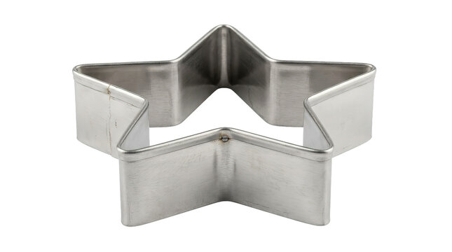 Metal star-shaped cookie cutter on white background
