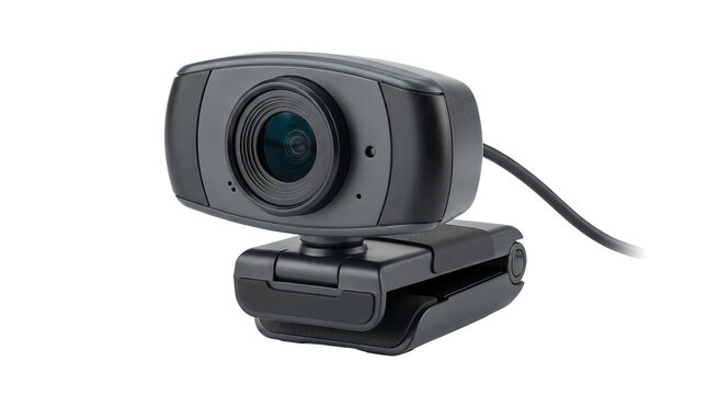 Black usb webcam with clip for video conferencing and streaming