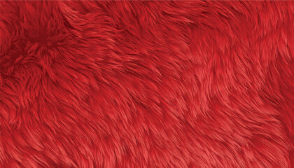 Bright red fluffy faux fur texture vector background for christmas designs, soft hairy carpet pattern backdrop, plush luxury textile fabric, cozy, warm fleece banner for holiday sale poster templates. © Bediha Duru Öksüz