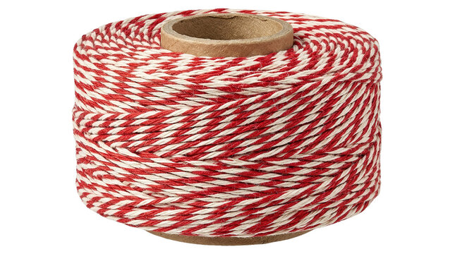 Red and white twine roll for crafting and packaging