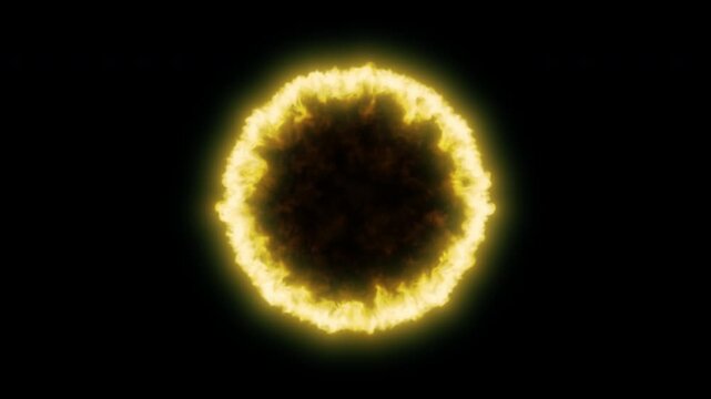 Golden Orange Druid Magic Fire Ring Pulse VFX Animation MOV Alpha Channel Transparent Background