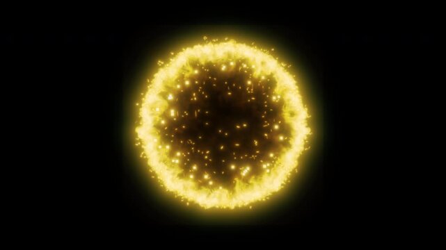 Sparkling Golden Druid Energy Ring with Magic Particles VFX MOV Alpha Channel Transparent Background