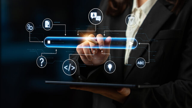 Generative search system powered by AI with data, process, intelligence, and automation in a seamless concept flow. Corpus