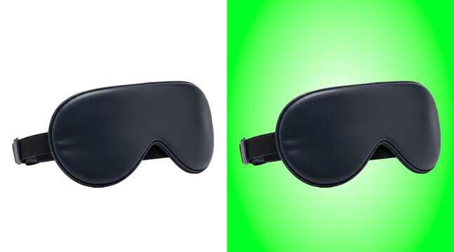 Comfortable black fabric sleep mask for travel isolated on a white background blindfold