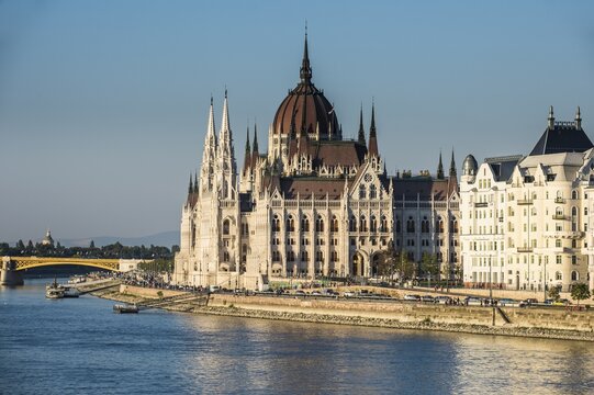 Hungarian Parliament Building on the banks of the Danube, Budapest, Hungary