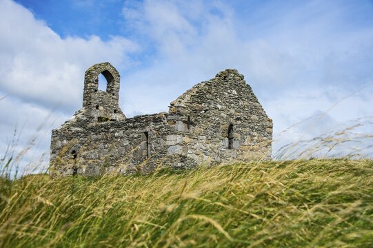 Old church ruin, St. Michael&acute;s isle, Isle of Man, United Kingdom