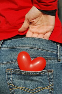 Heart in the jean`s pocket