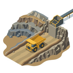 Isometric Illustration of a Large Mining Dump Truck. © suket