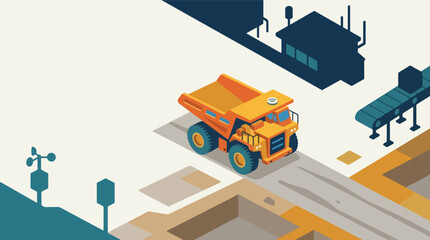 Isometric Illustration of Heavy Duty Mining Dump Truck. © Tolongjangan