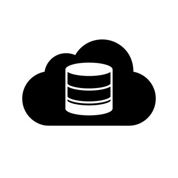 Vector illustration of cloud database icon, vector illustration of a database symbol inside a cloud shape, representing cloud storage and data management technology