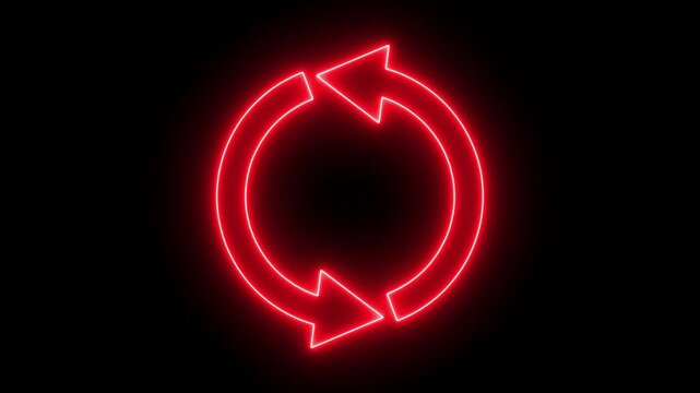 Neon sign Circle arrow refresh and reload icon animation with loading progress. Animated loading refresh arrows spinning, Arrow loading icon animation. Arrow loading icon concept