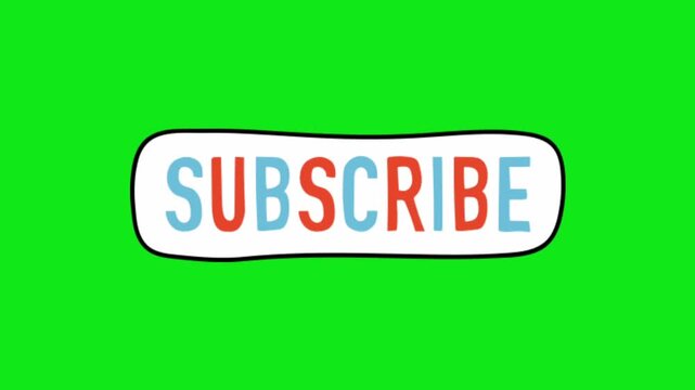 Animated subscribe buttons with sound effect for social media promotion on green screen background