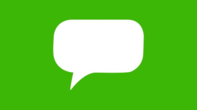 Online bubble chat messages Green Screen chroma key, pop up chat box, Text box, 3d Animation Speech Bubble Alpha channel. message box cartoon animated icon. Motion graphics of message concept